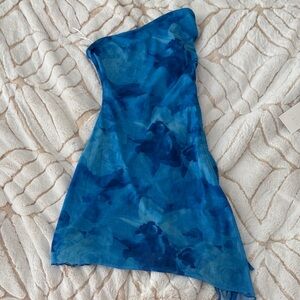 Elegant Blue Floral Mini Dress